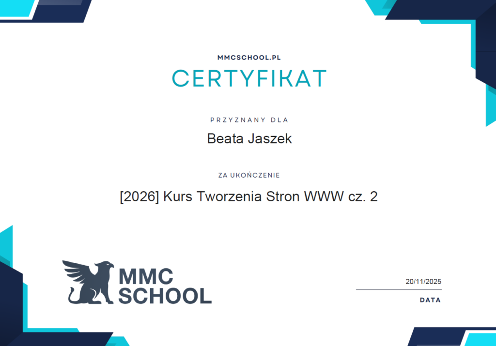 Certyfikat kursu cz.II