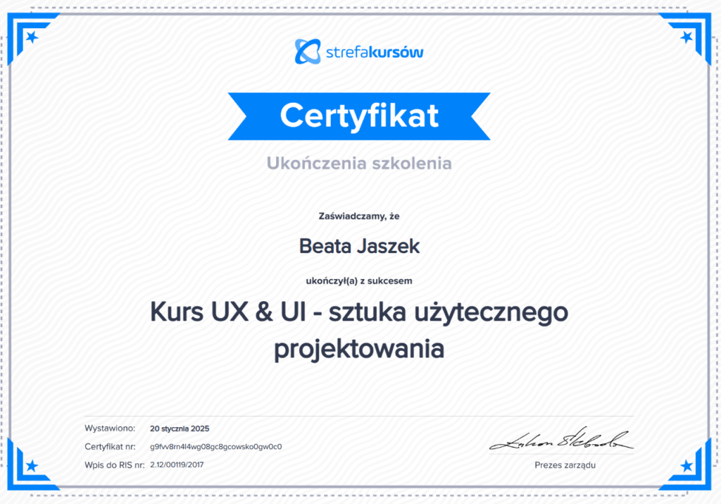 Certyfikat UX/UI
