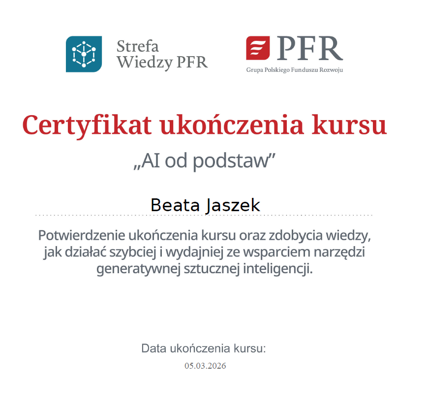 Certyfikat z AI